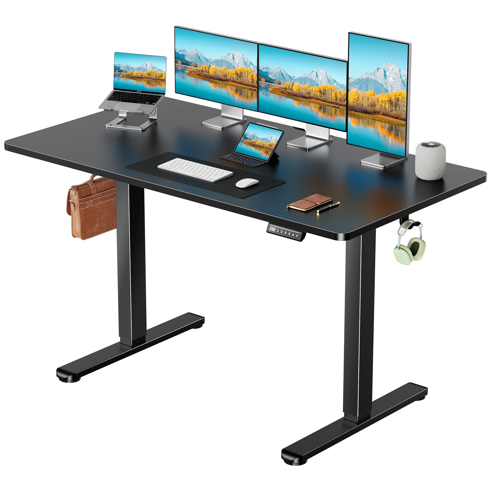 Photo 1 of Marsail Electric Standing Desk with One-Piece Desktop,63 x 30 inch Height Adjustable Office Gaming Computer Desk with Deeper Tabletop,Home Office Stand up Desk with 4 Memory Presets, Desk for Bedroom