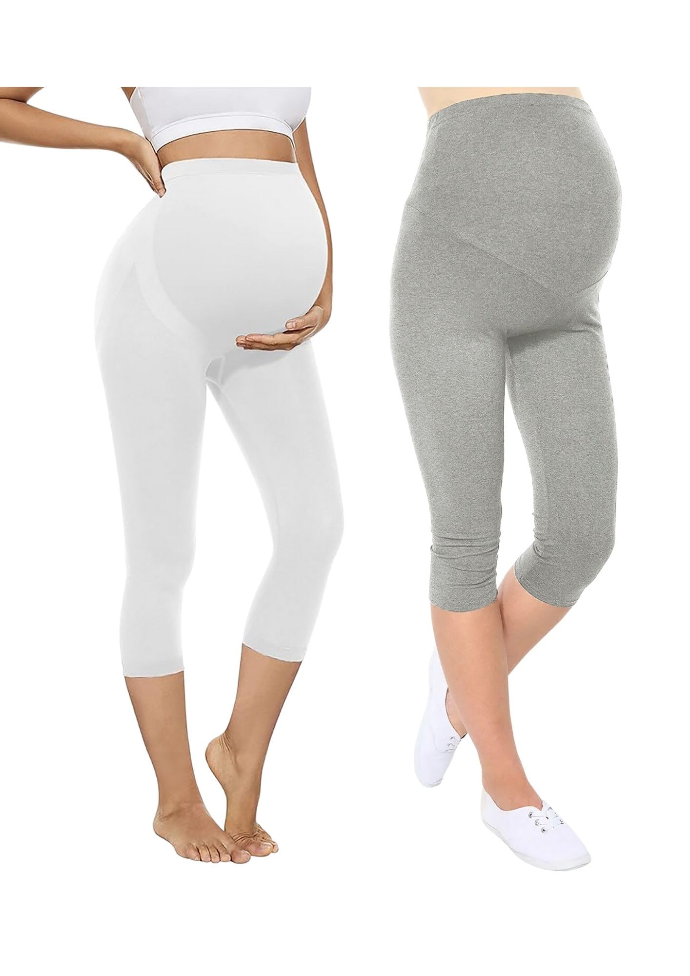 litelooks clothing Women's Cotton Lycra 3/4 Capri Maternity Leggings - Comfortable, Seam-Free, High Waist Support, Stretchable Pants for Pre & Post Pregnancy-picture-38