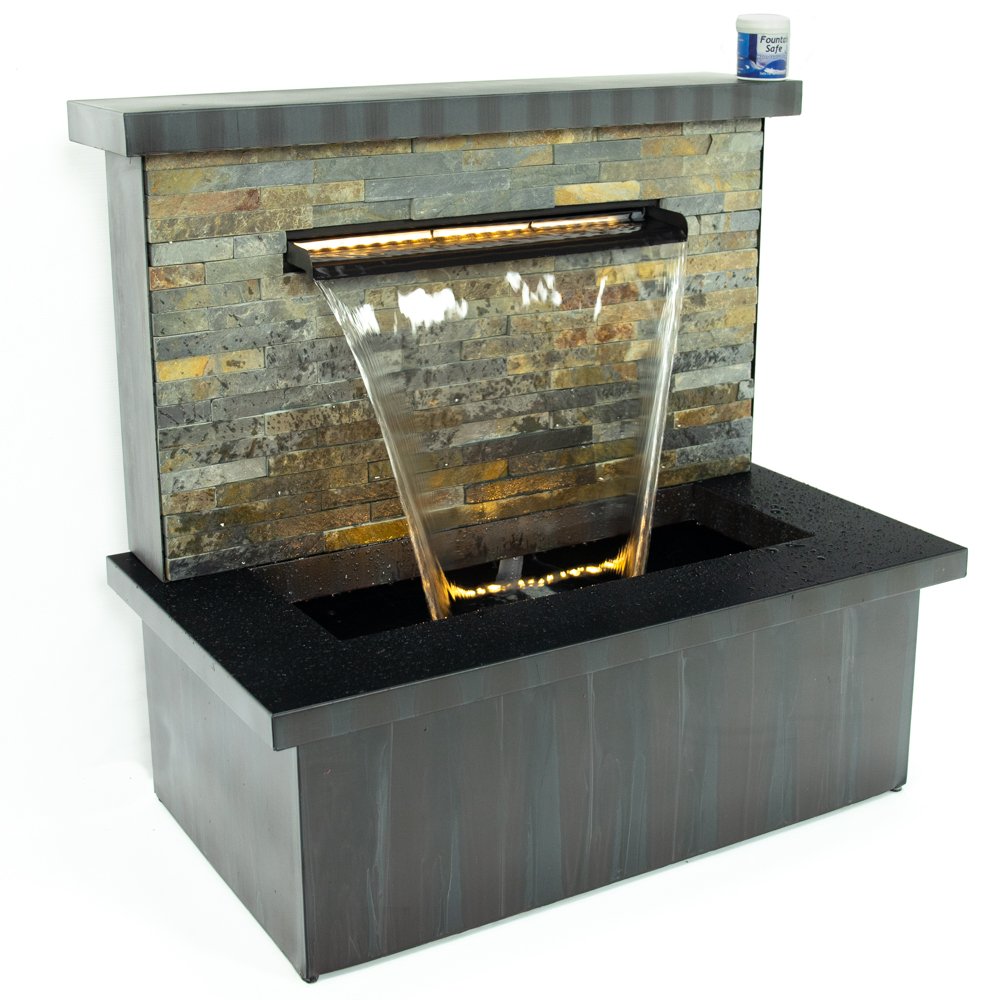 Primrose Sorrento Trough Zinc & Stone Water Feature With Lights H68Cm from B&Q