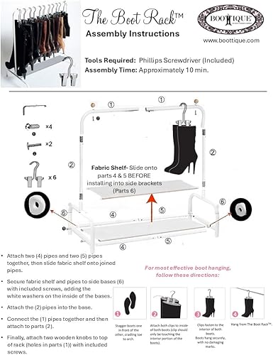 Miniatura 4 de Estante para botas, corto (35 pulgadas). Estantes para botas y ropa. Cabe en la mayoría de los armarios (Incluye 6 ganchos para botas)