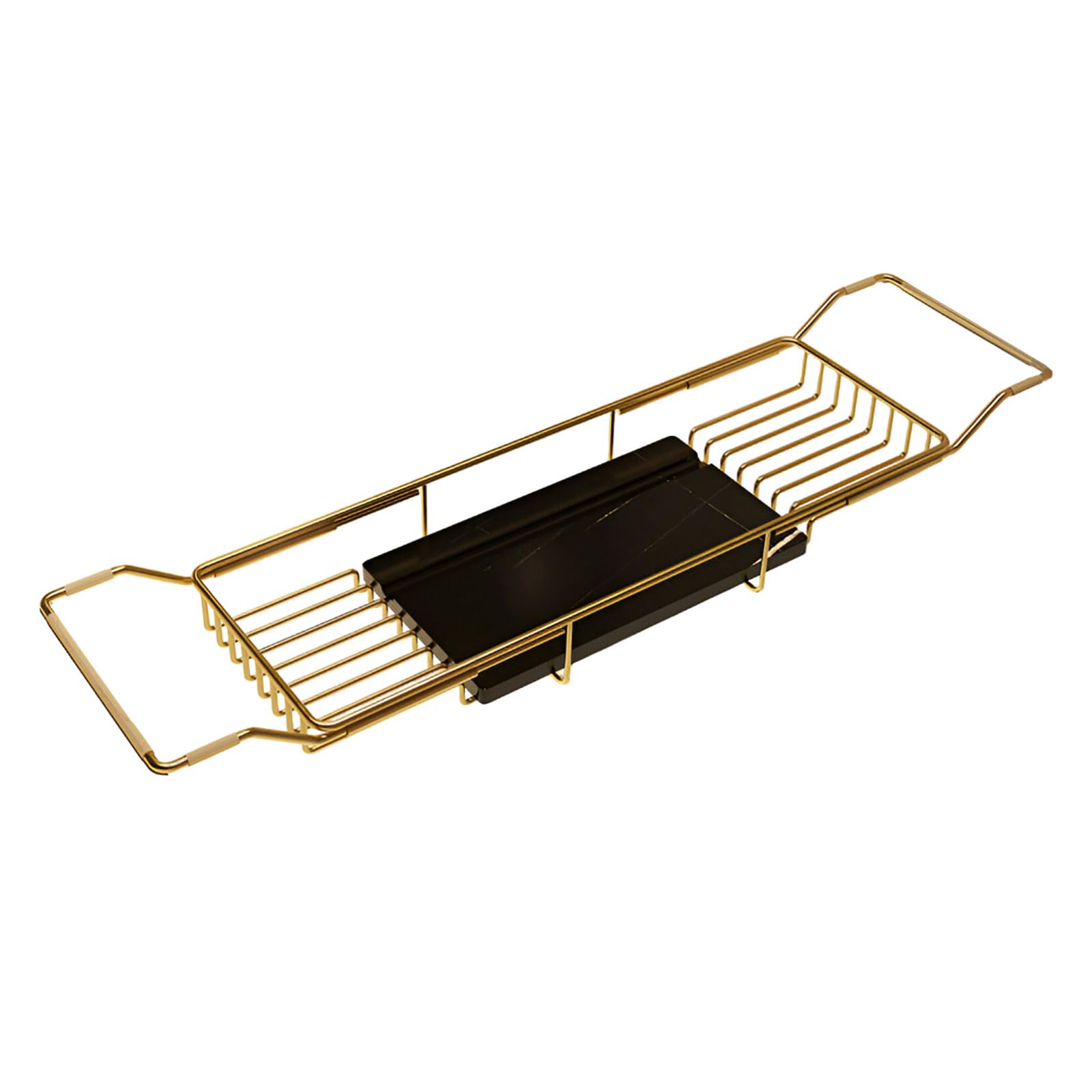 Bandeja de bañera ajustable, estante de alambre antideslizante expandible para tazas, tabletas, teléfono celular, organizador de estante de baño