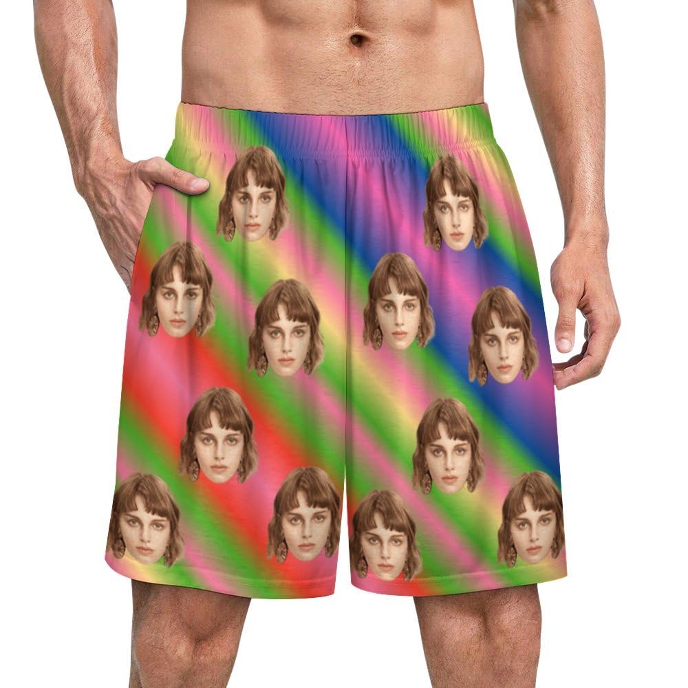 Custom Short Pajamas With Faces Photo - Personalized Pyjamas Shorts, PJs Nightwear Loungewear Gifts for Women/Men