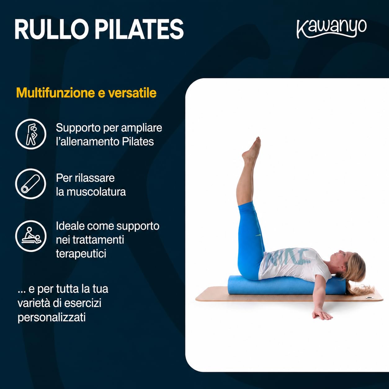 Rullo Massaggiante per Muscoli in Schiuma Foam Roller per Massaggio Muscolare, Fisioterapia, Yoga, Pilates e Fitness