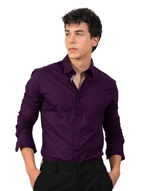 Pinkmint Mens Cotton Blend Regular Fit Long Sleeve Button Down White Shirt for Men Collared Casual Formal Soild Shirt