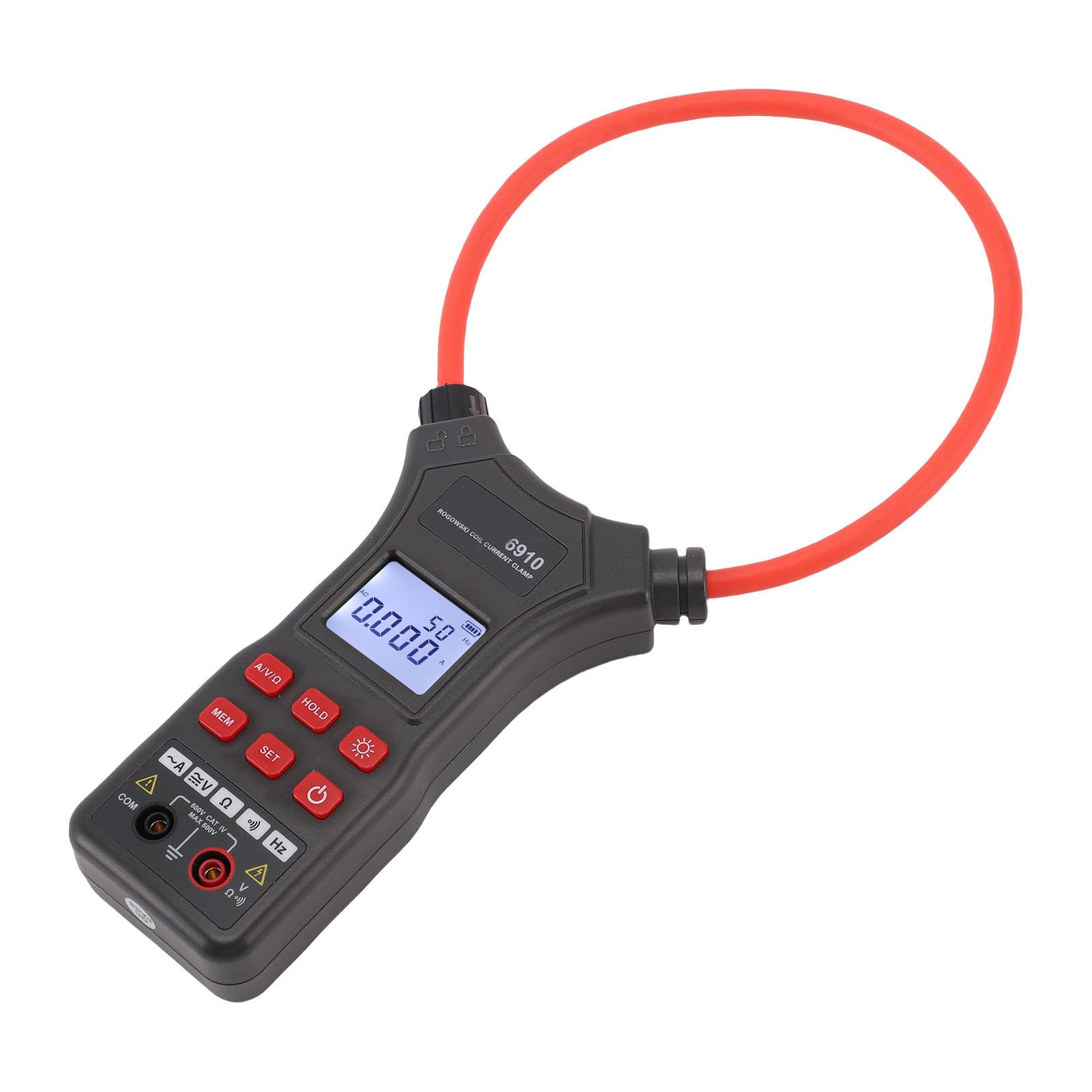 Jeffergarden Pinza Amperimétrica Flexible Medición Sin Contacto 0-10000A CA Linterna Probador Corriente para Cableado Densos ABS