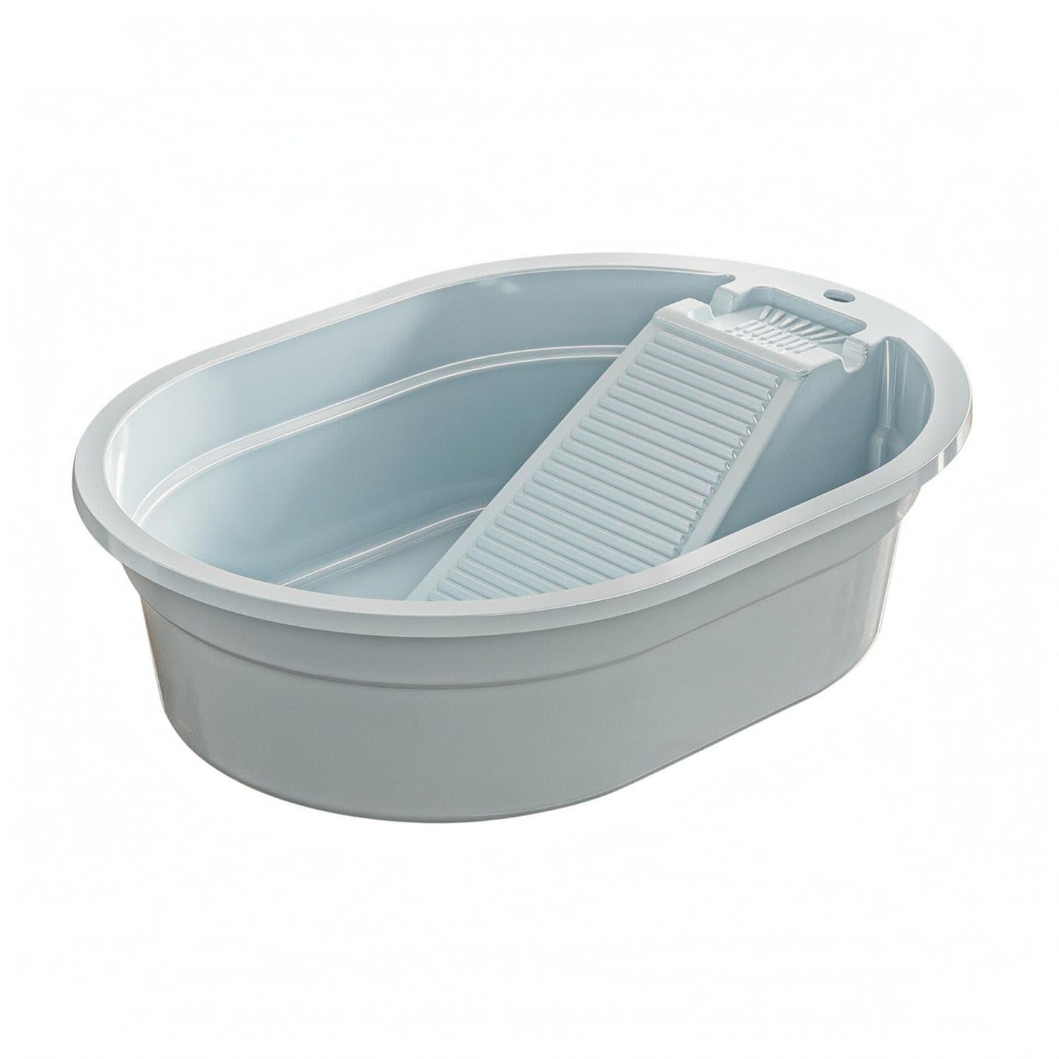 Thickened ABS Washboard Basin Reinforced Rim Hand-Wash Laundry Basin Anti-Slip Washing Accessory Large-Capacity, Ice Blue-image-26