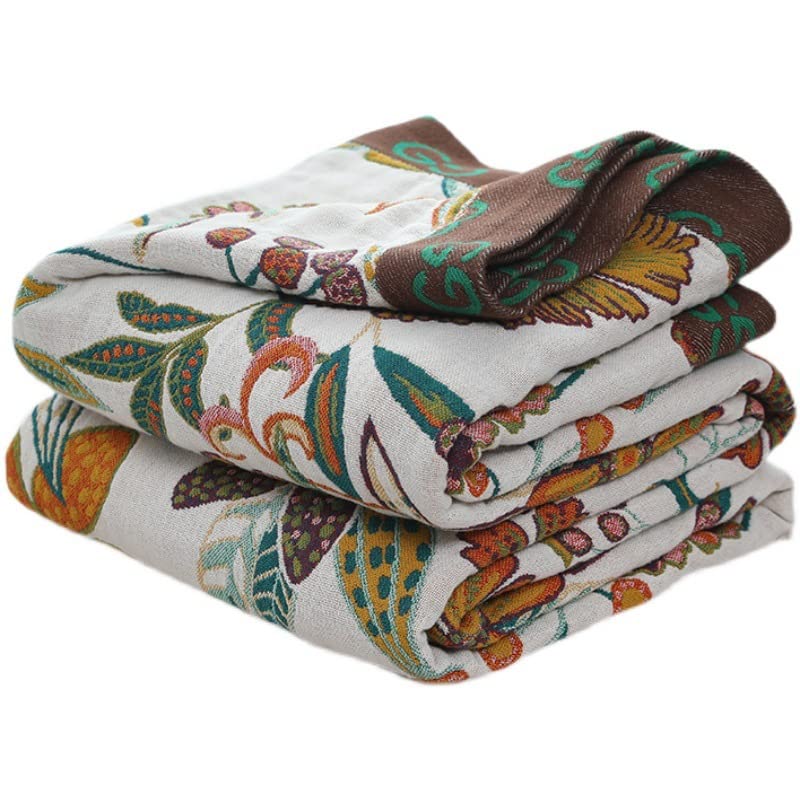 Boho Throw Blanket 80x90 Inches – 100% Cotton, Ultra Soft, Vintage Floral Print For Couch Or Bed - View #11