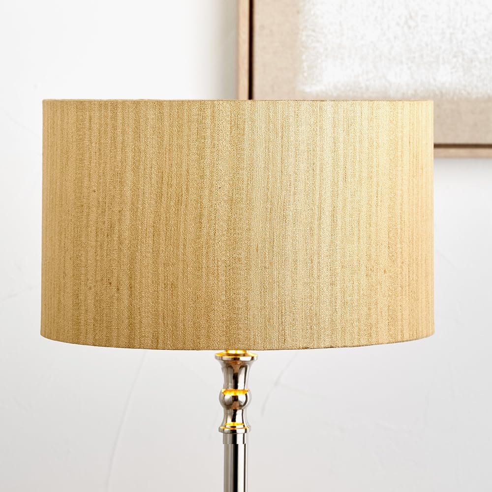 Ruma Unisex Gold Slubbed Faux Silk Lined Cylinder Lampshade 18 Inches