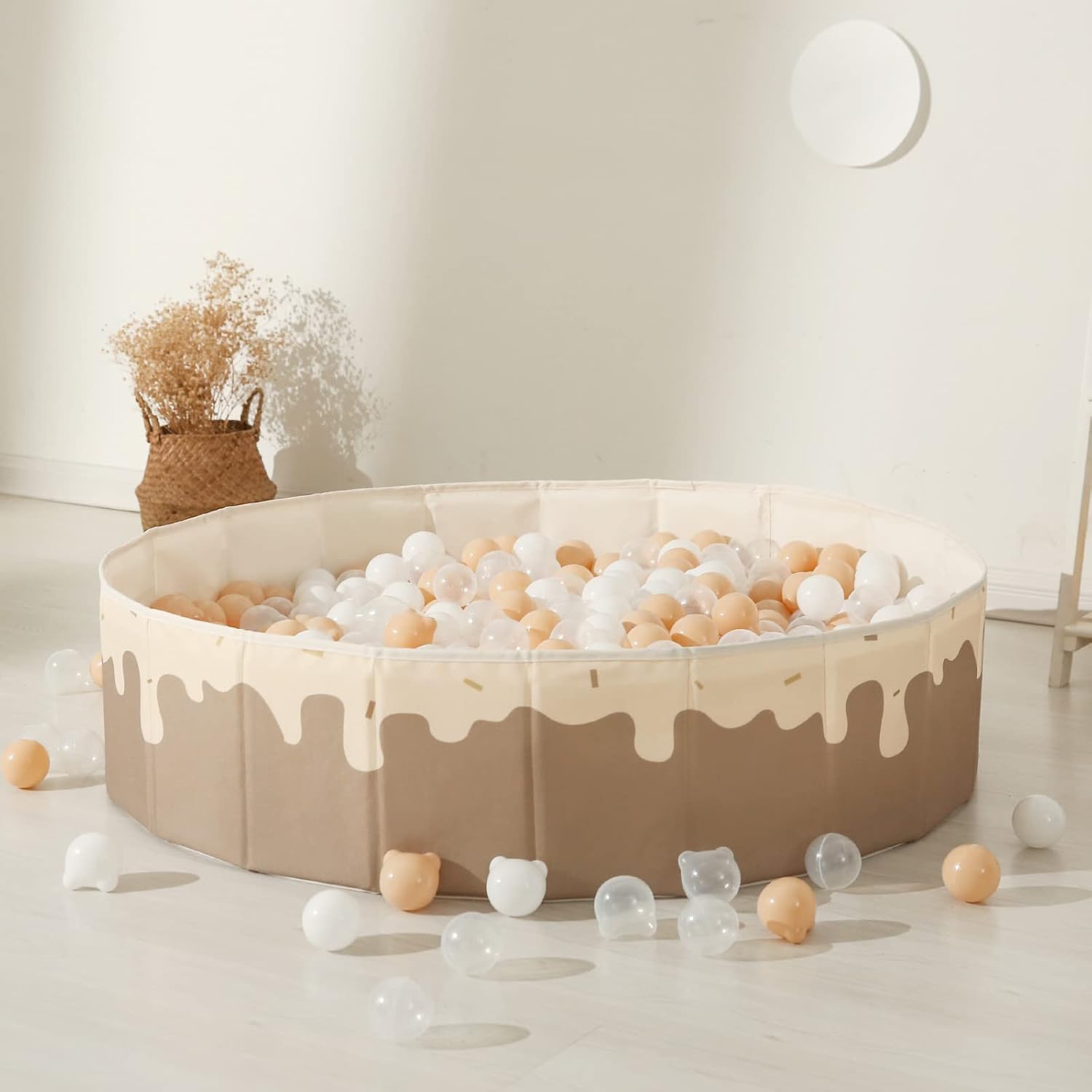 Baby Ball Pit for Toddlers1-3, Foldable Kids Ball Pits Play Tent, Crawl Playpen Ball Pool Playhouse with Storage Bag, for Boys Girls Dogs Cats Festival Play (Balls Not Included), Doughnuts