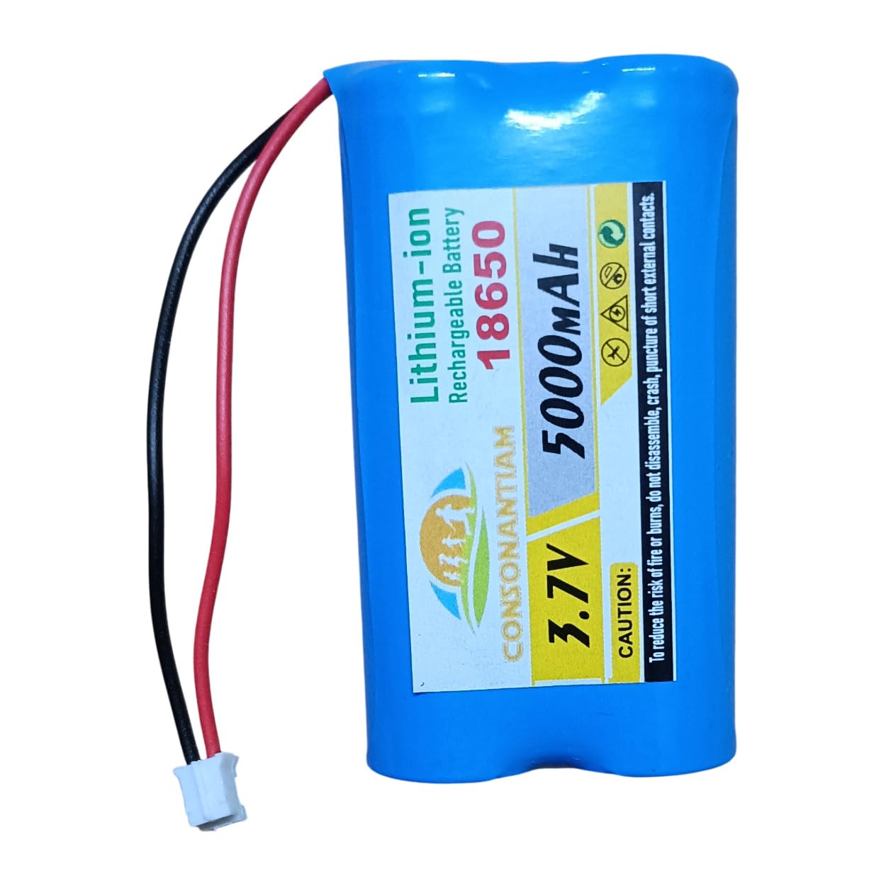 CONSONANTIAM 3.7 Volt Battery Pack 5000 mAH Full Capacity 18650 Lithium Ion Rechargeable Battery Pack Boat Stone 1000 Battery with 1 Year Warranty Security. (with BMS Card Inbuilt)