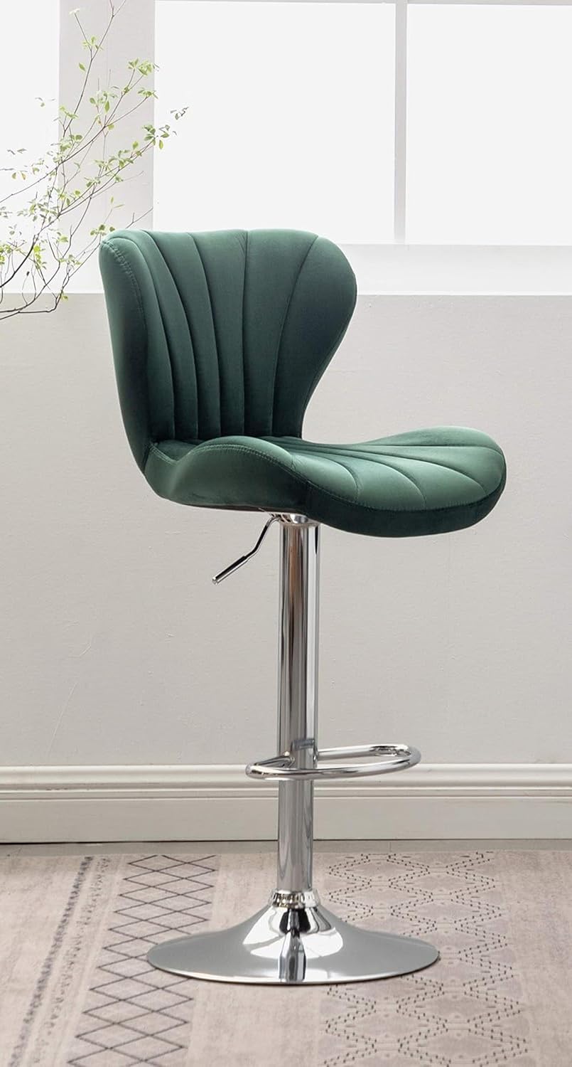 Amazon Brand - Umi Traver Modern Kitchen Velvet Upholstered Adjustable Swivel Barstools in Dark Green Color-image-31