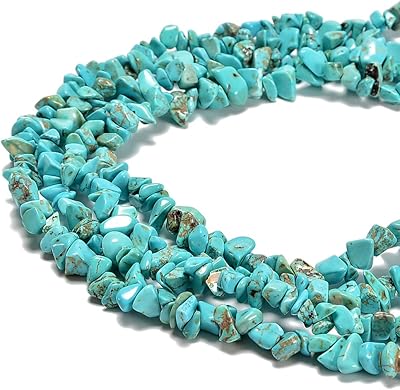 jodaying 7-8mm Natural Green Turquoise Gemstone Chips Loose Beads Semi Precious for Jewelry Making DIY Handmade Craft Supplies 1 Strand per Bag Approxi 34