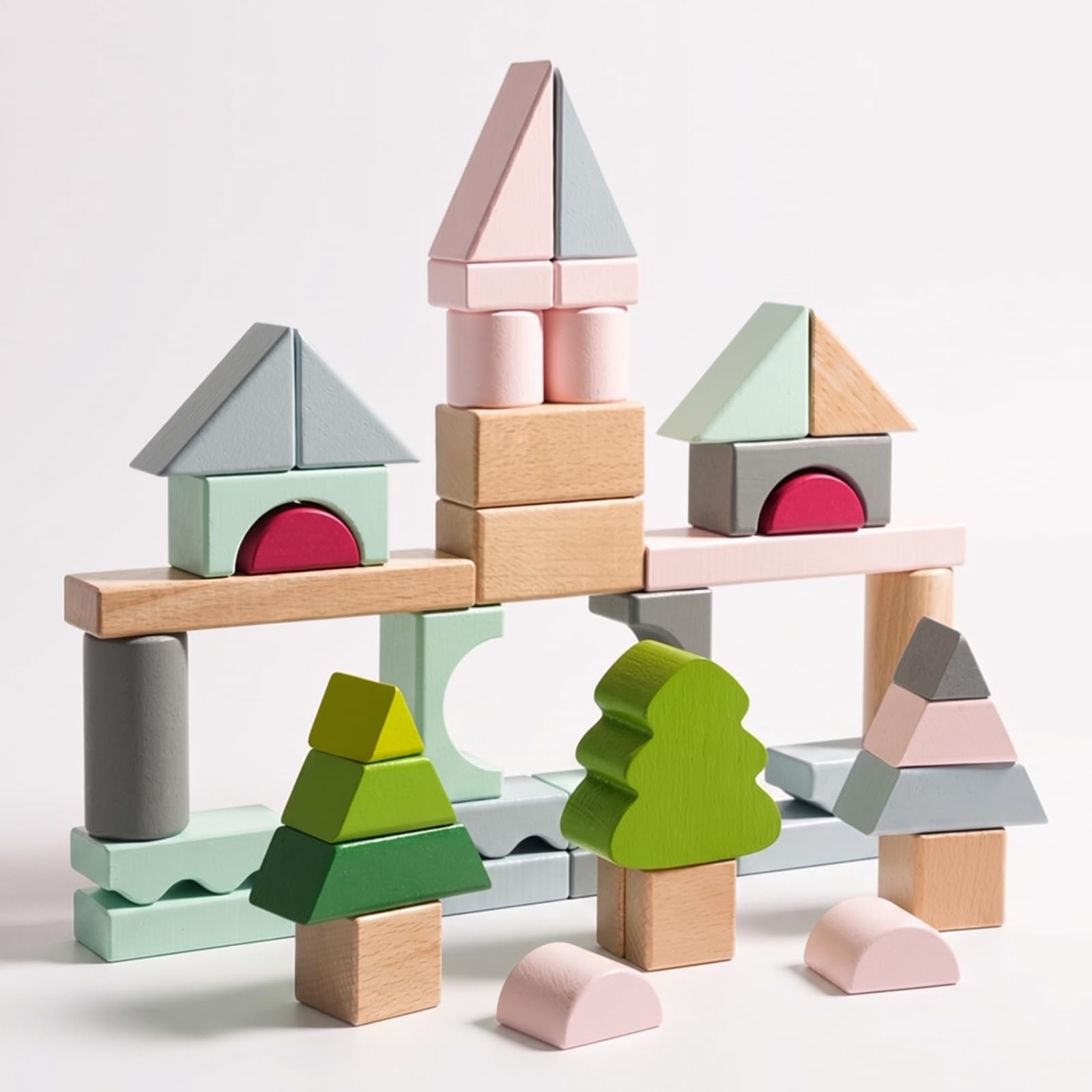 43 Piezas Bloques con Formas Pastel