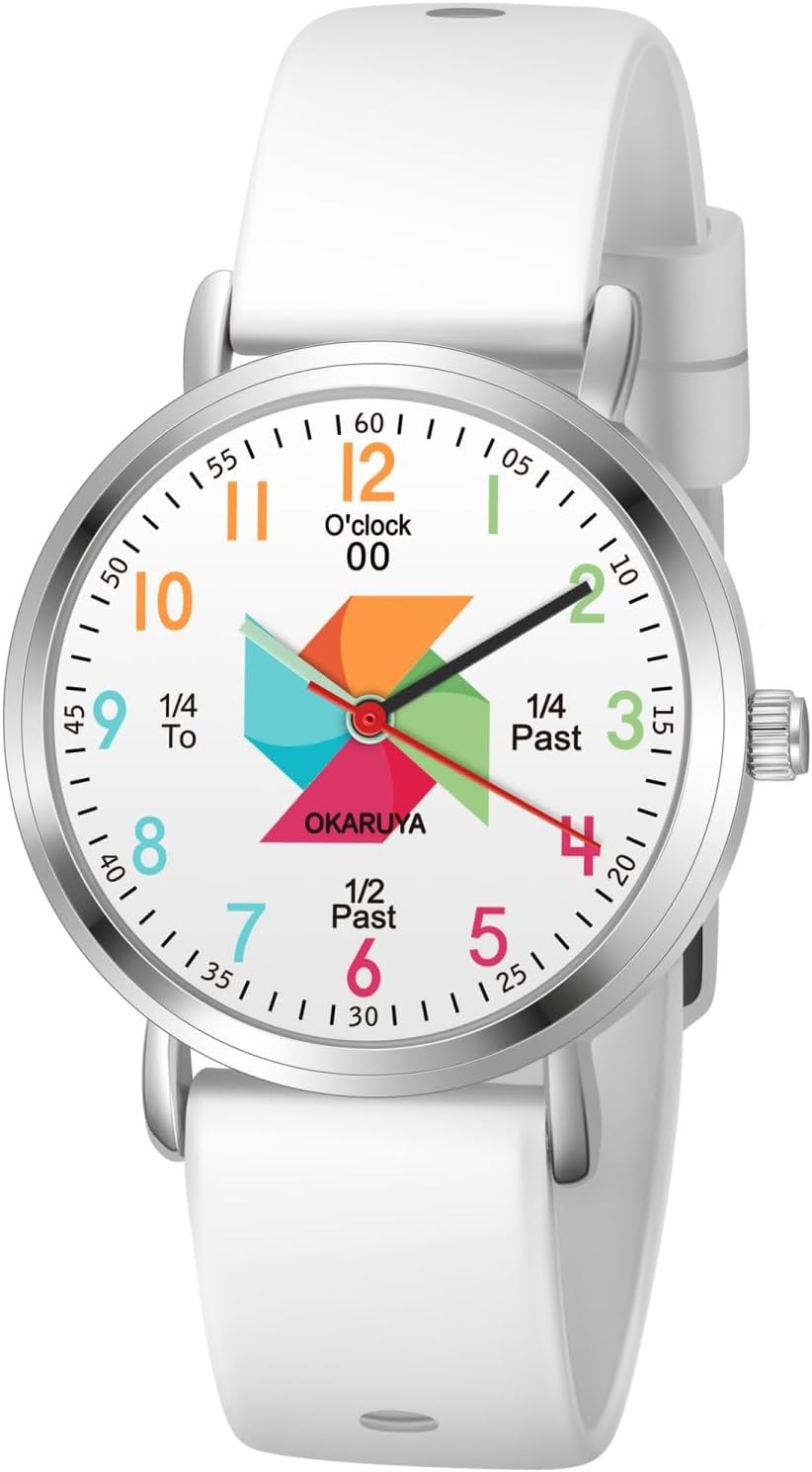 Kids Watch Analog Waterproof, Pinwheel Learning Watch for Kids 8-12, Teacher Watches for Boys Ages 5-7 6-8, Easy to Read Educational Girls Watches