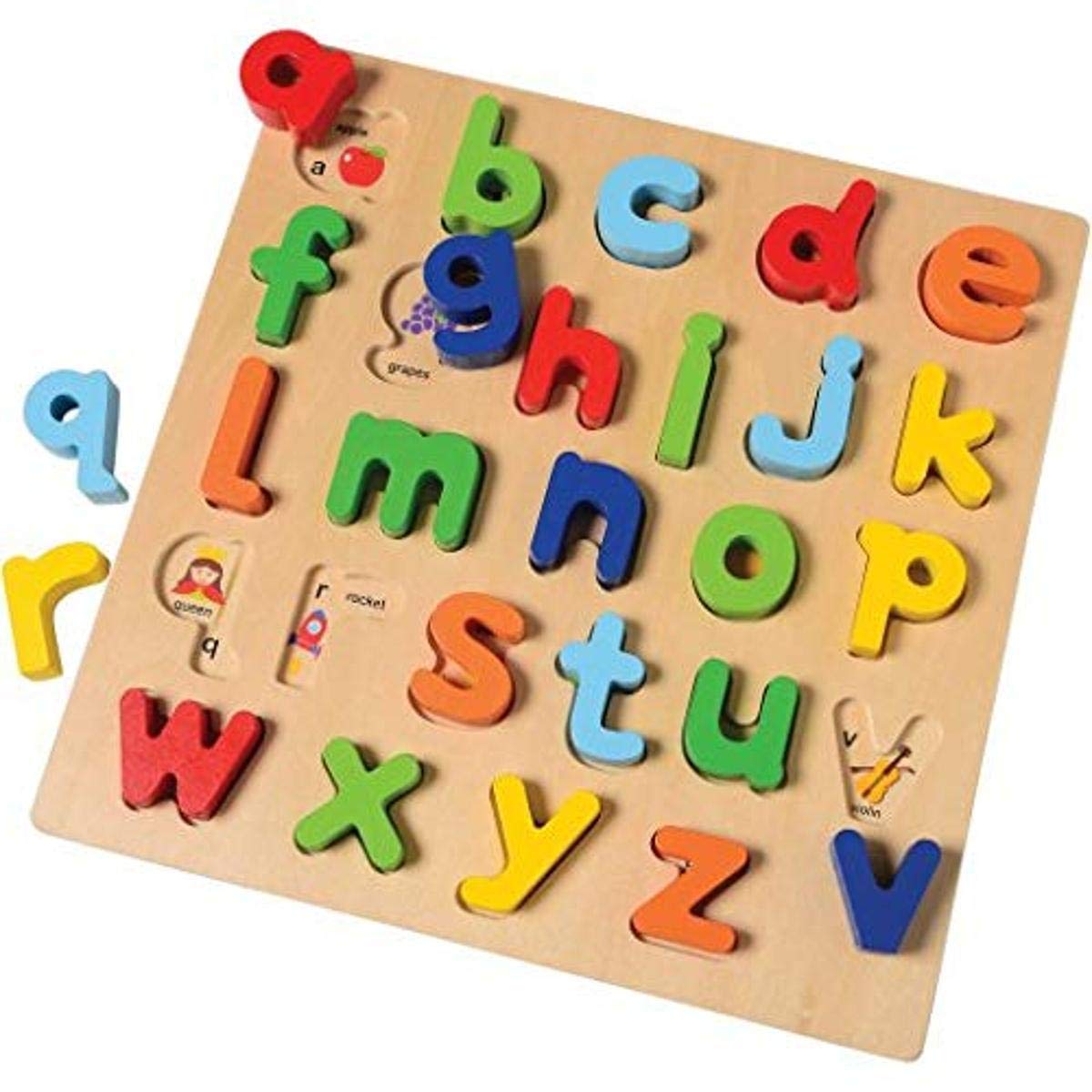 Chunky Uppercase Alphabet Puzzle for Toddlers – Wooden ABC Letter Learning Toy with Picture Matching – Educational Preschool Puzzle for Ages 18 Months+