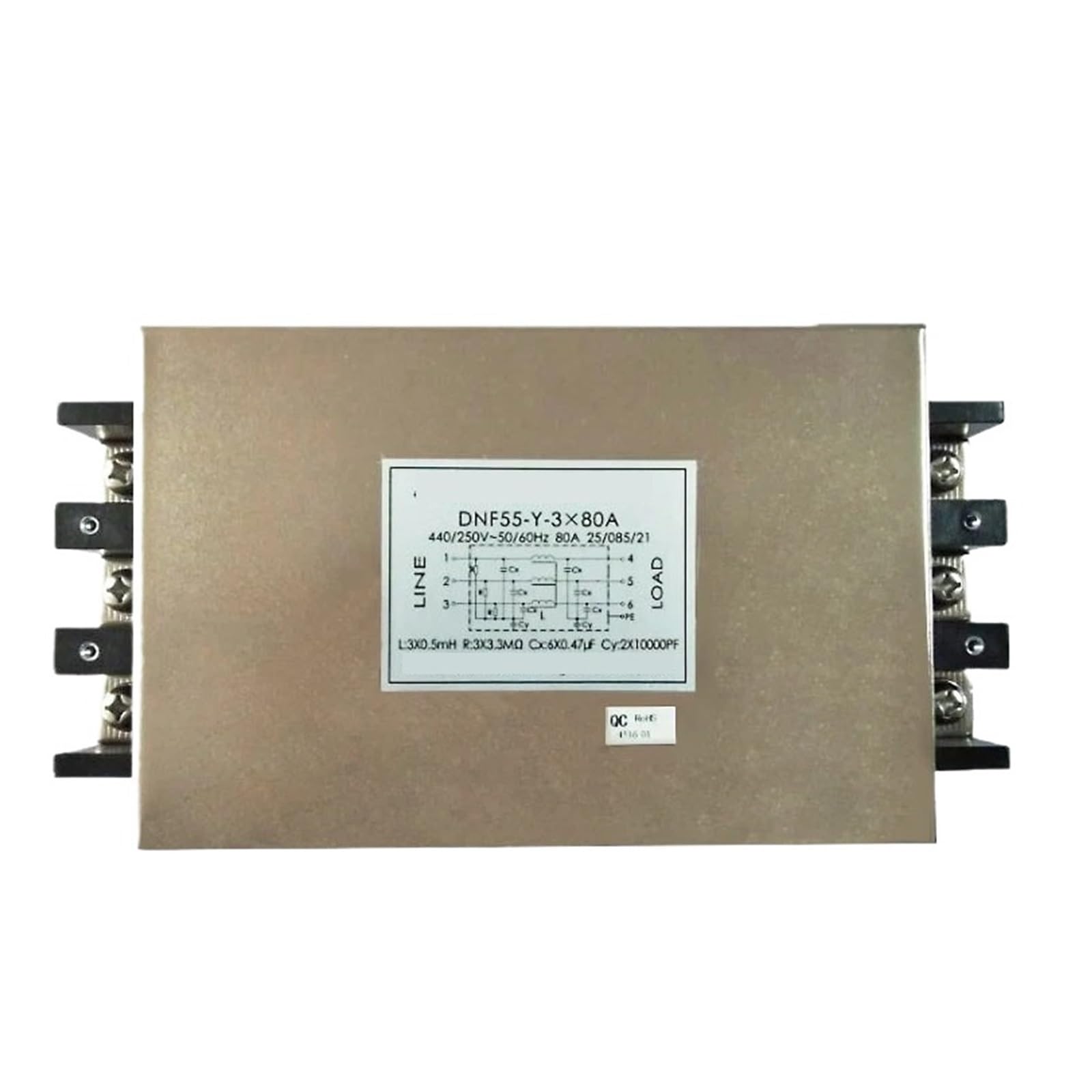 MBPAIHOP Power Supply filter DNF55-Y-3x80A Three Phase Filter 80A 440V 50-60Hz