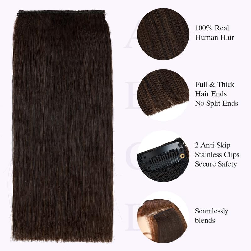 Condition photo showing New/Like New for s-noilite 4 pieces clip in short hair extensions 100% remy human hair invisible mini short clip in hairpiece for women with thinning hair dark brown 6 inch&8 inch dark brown 4 pieces(6inch+8 inch)