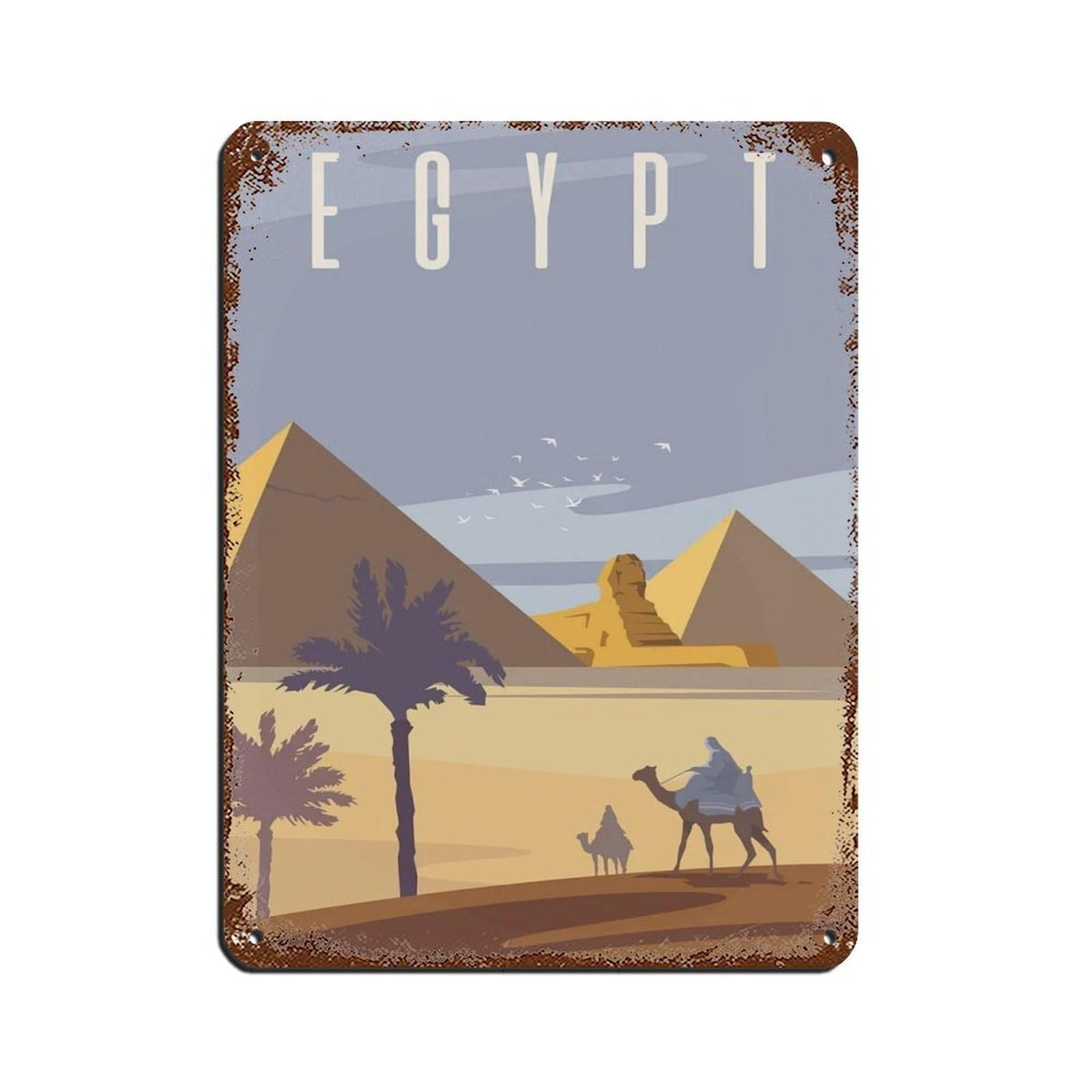 Egypt Travel Poster, Cairo Poster Tin Sign Vintage Metal Pub Club Cafe Bar Home Wall Art Decoration Poster Retro 12x16inch(30x40cm)