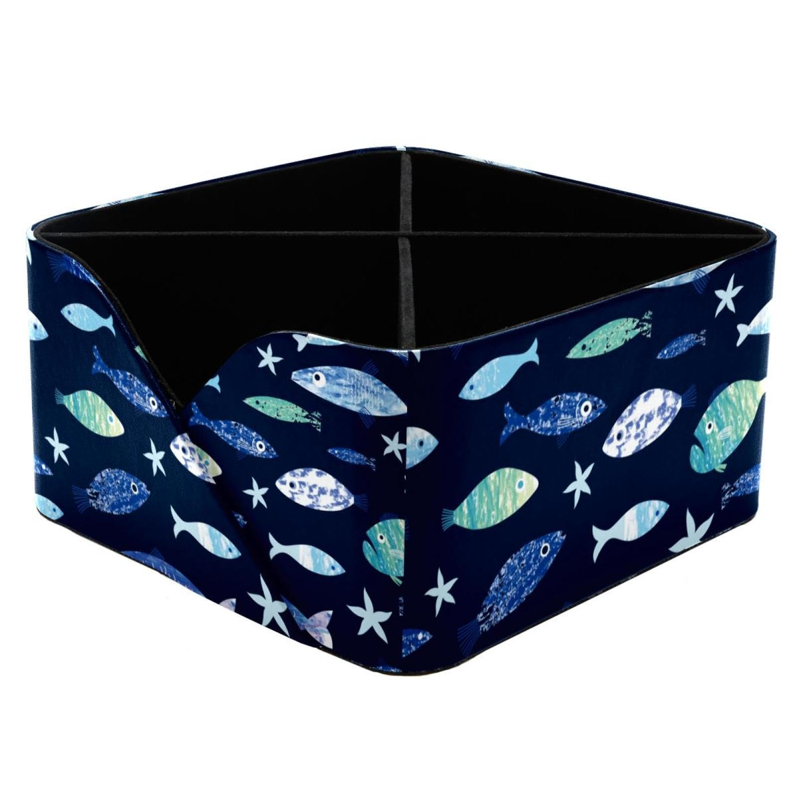 Organiseur de bureau poisson à 4 compartiments et porte-crayons en bois peint