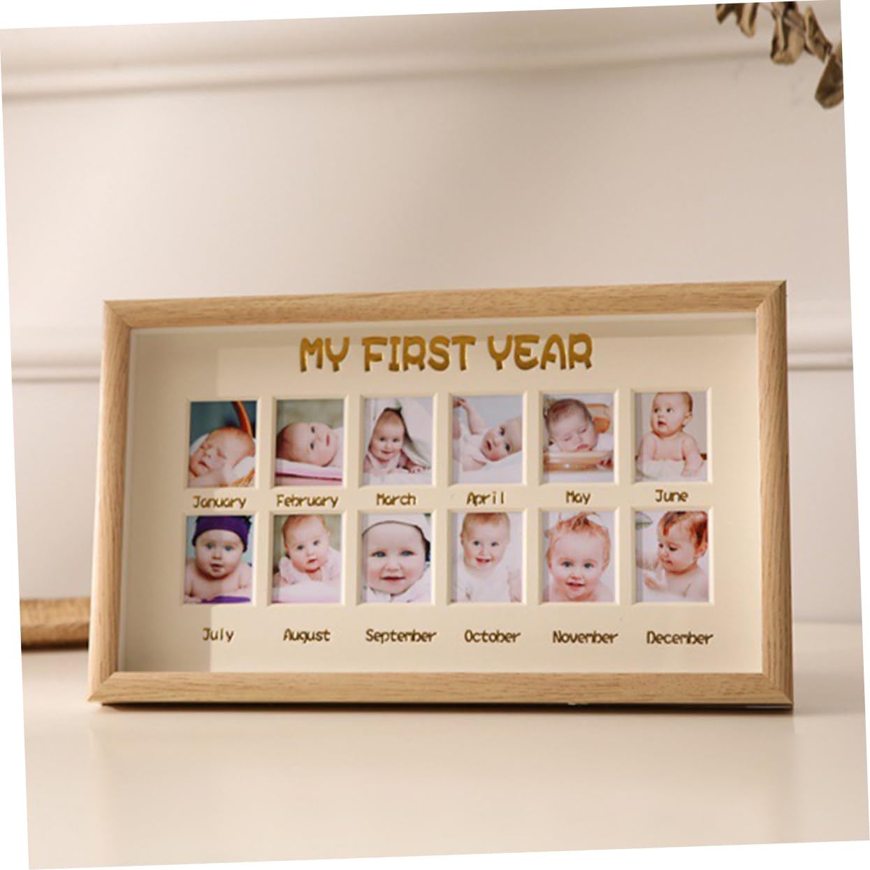KOMBIUDA Baby Growth Picture Frame First Year Photo Holder 12 Milestone Frame Unique Design Fun Eye-catching Home Dec