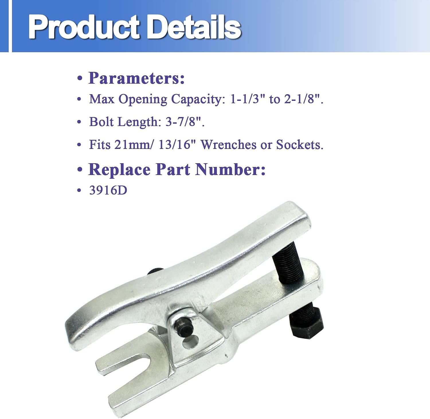 3916D Ball Joint Separator 1-1/8" to 2-1/8" Remover Tool for Separating Arms, Tie Rods, and Ball Joints, Fits for Most UTVs SUVs Trucks