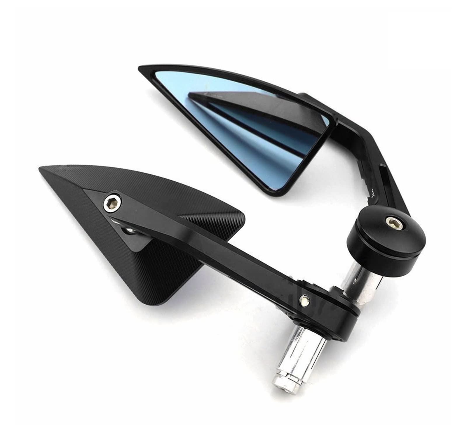 Amazon | バイク ミラー オートバイ CNC アルミブルーガラスハンドル