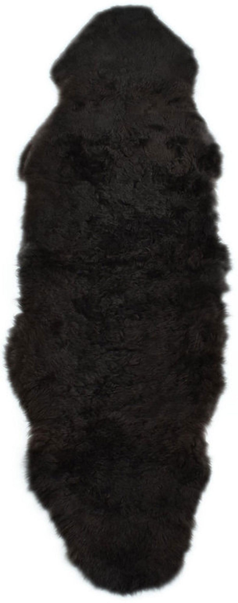 Island Lammfell kurzhaar Schwarz Natur – echtes Schaffell Teppich weich & dicht | isländisches Lammfell natur, Fell Teppich für Sofa, Bett & Stuhl | Premium Echtfell Wohnaccessoire (180 x 60 cm)
