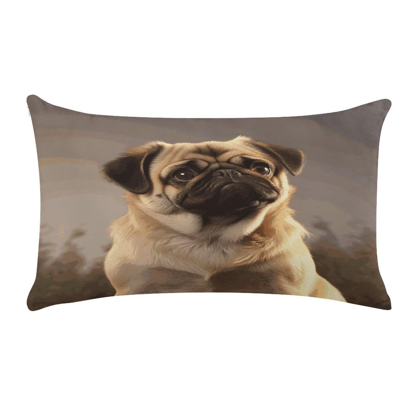 Cute Pug Dog Pillow Cover Super Soft Pillowcase Luxury Cozy Fuzzy Velvet Pillow Shams Breathable Standard Pillow Cases with Zipper Wrinkle-Free Pillow Cover 12 "×20 "