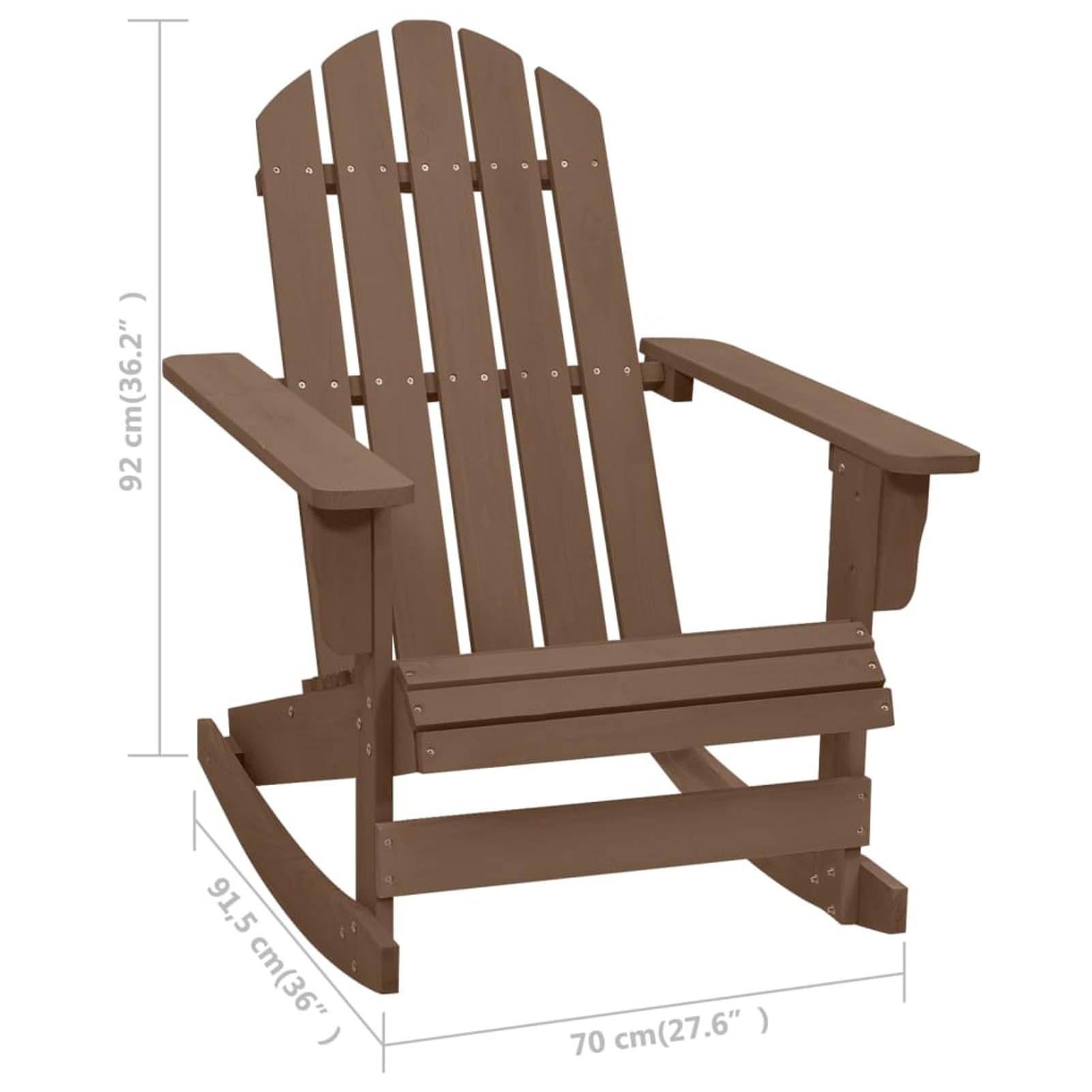 Brokky 45705 Sedia a Dondolo da Giardino in Legno Marrone Sedia a Dondolo,da Esterni,Seggiola Stile Adirondack,Resistente alle Intemperie,Look Vintage