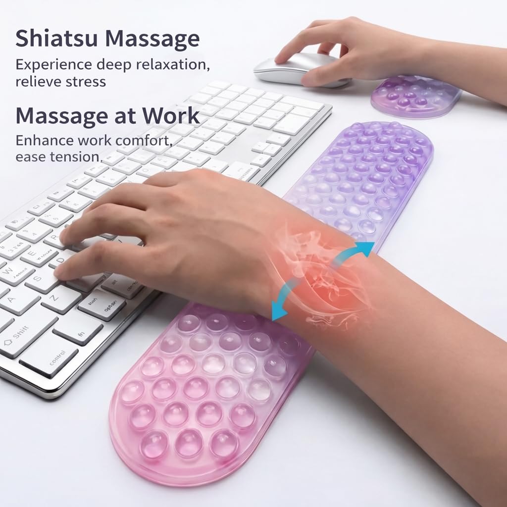 Joli repose-poignet ergonomique en gel pour le bureau et les jeux, soutien pour soulager la fatigue du poignet, coussinet en gel antidérapant pour un confort de frappe tout au long de la journée, ne