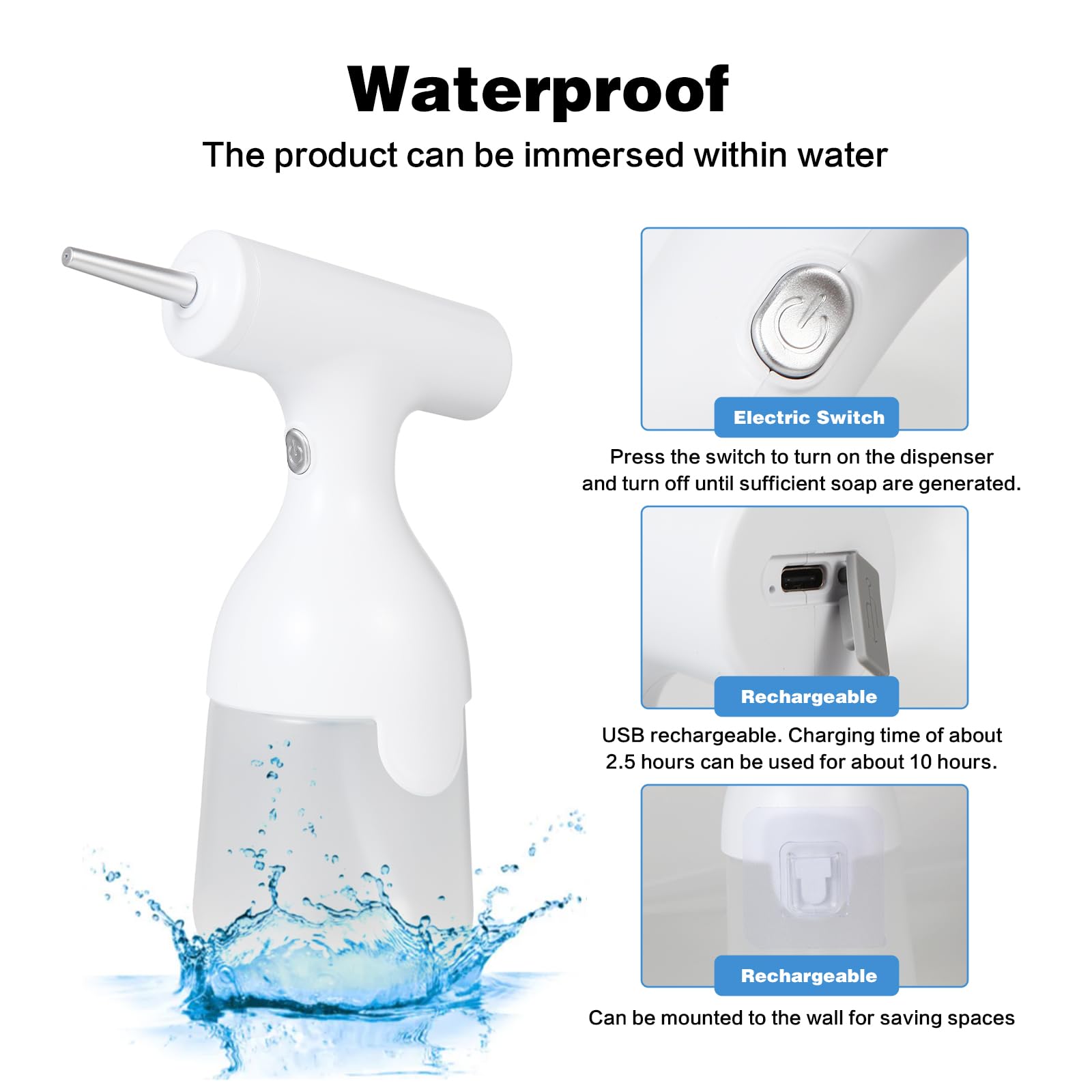 Máquina dispensadora eléctrica de jabón de Espuma para Limpieza de Perros, Cepillo de baño para Perros y máquina de Espuma, Cepillo de champú para Perros, Accesorios de Lavado de Perros,