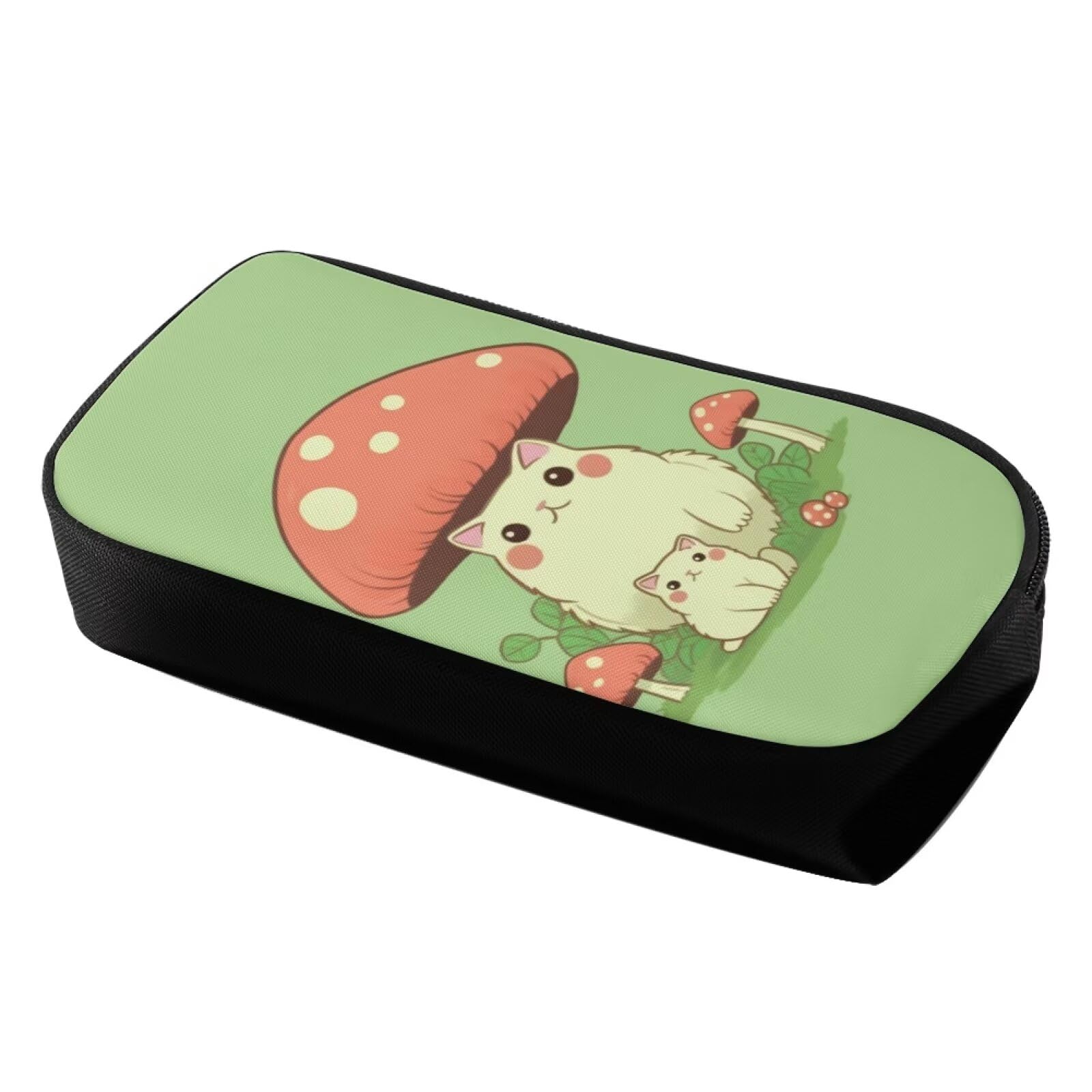 Showudesigns Mushroom Cat Pencil Case for Girls Pen Bag Children Pencilcase Elementary School Supplies Stationery Storage Pouch Green Purse - Image 3