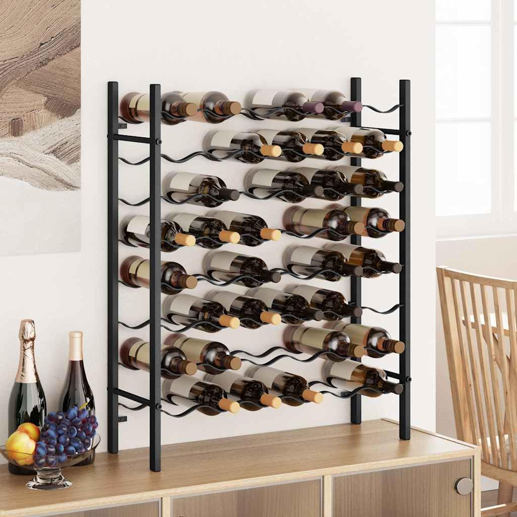 vidaXL Casier à Bouteilles pour 48 Bouteilles Noir Métal
