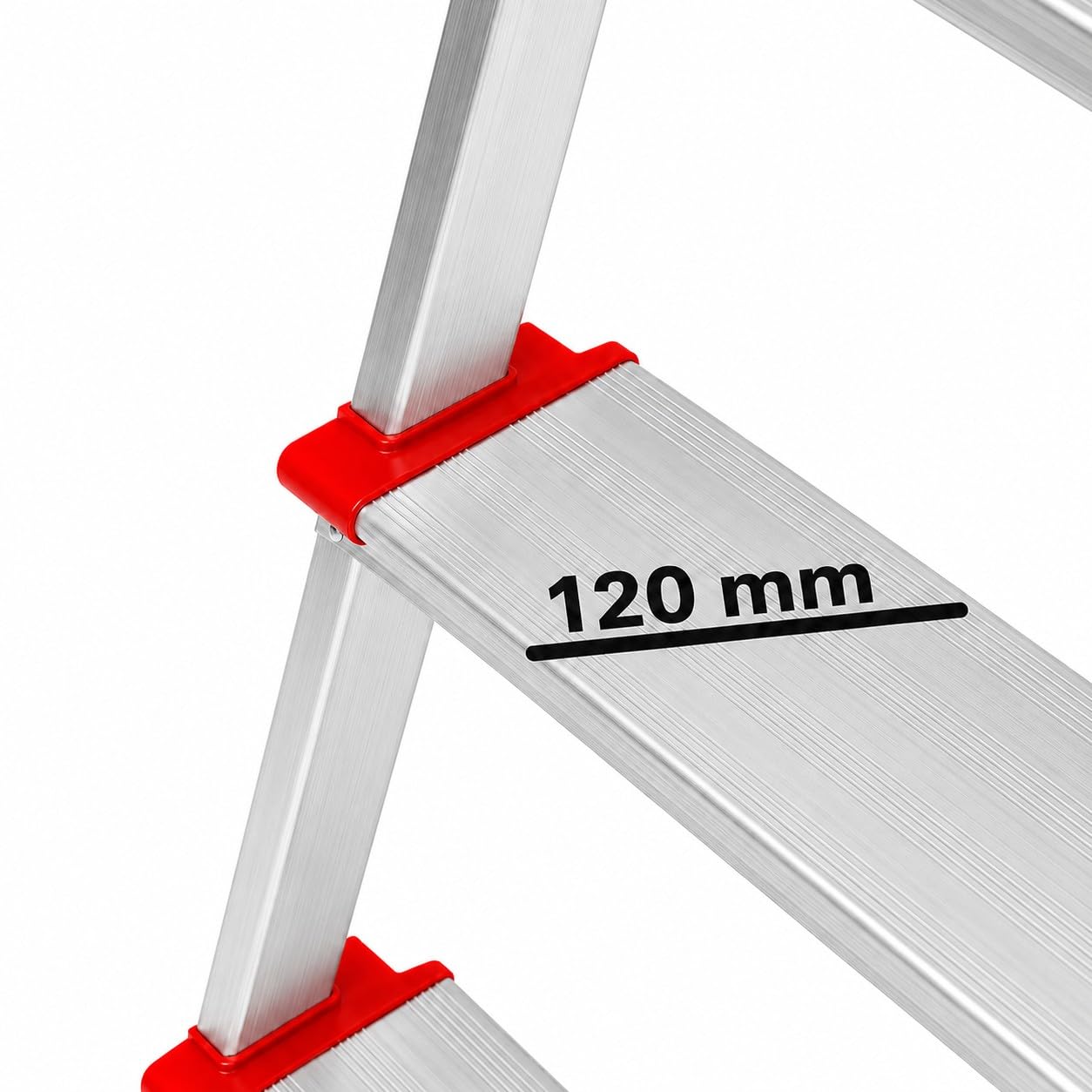 T-Plus Escalera Profesional de Aluminio 8x1 con Arco de Seguridad, 8 Peldaños, 150 kg de Capacidad