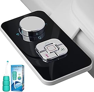 Bidet Attachment Kit with Portable Bidet - WITHLENT Non-Electric Cold Water Bidet Toilet Seat Attachment Adjustable Pressure Retractable Self-Cleaning Dual Nozzles Frontal & Rear Wash Cold Water