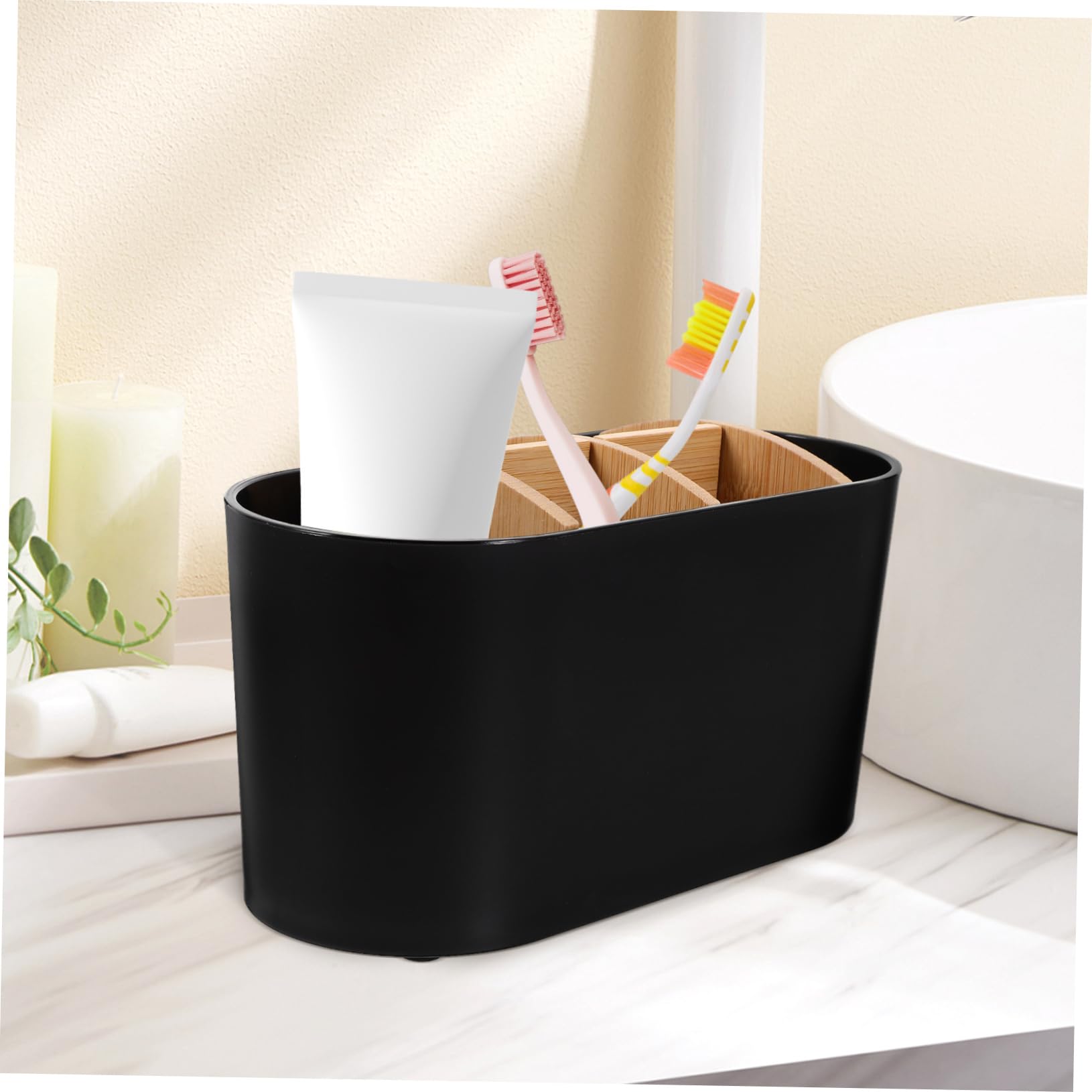 MAGICLULU Portaspazzolino Da Denti in Marmo Elegante Da 3 Pezzi Per Il Bagno Per Organizzare Spazzolini Da Denti Dentifricio E Drenaggio Facile