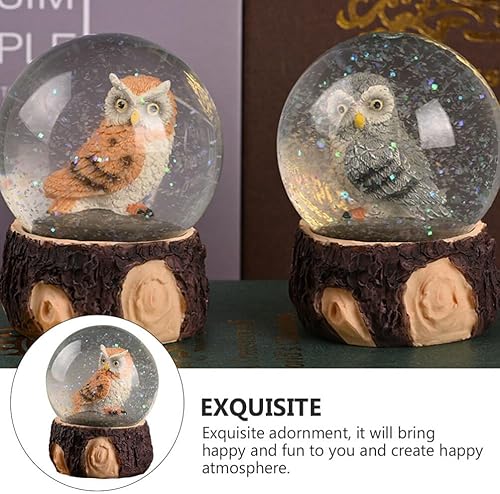Miniatura 5 de Amosfun Globo de nieve de búho, bola de cristal de búho 3D, globo de agua, figura de animales salvajes, adorno de escritorio para vacaciones,