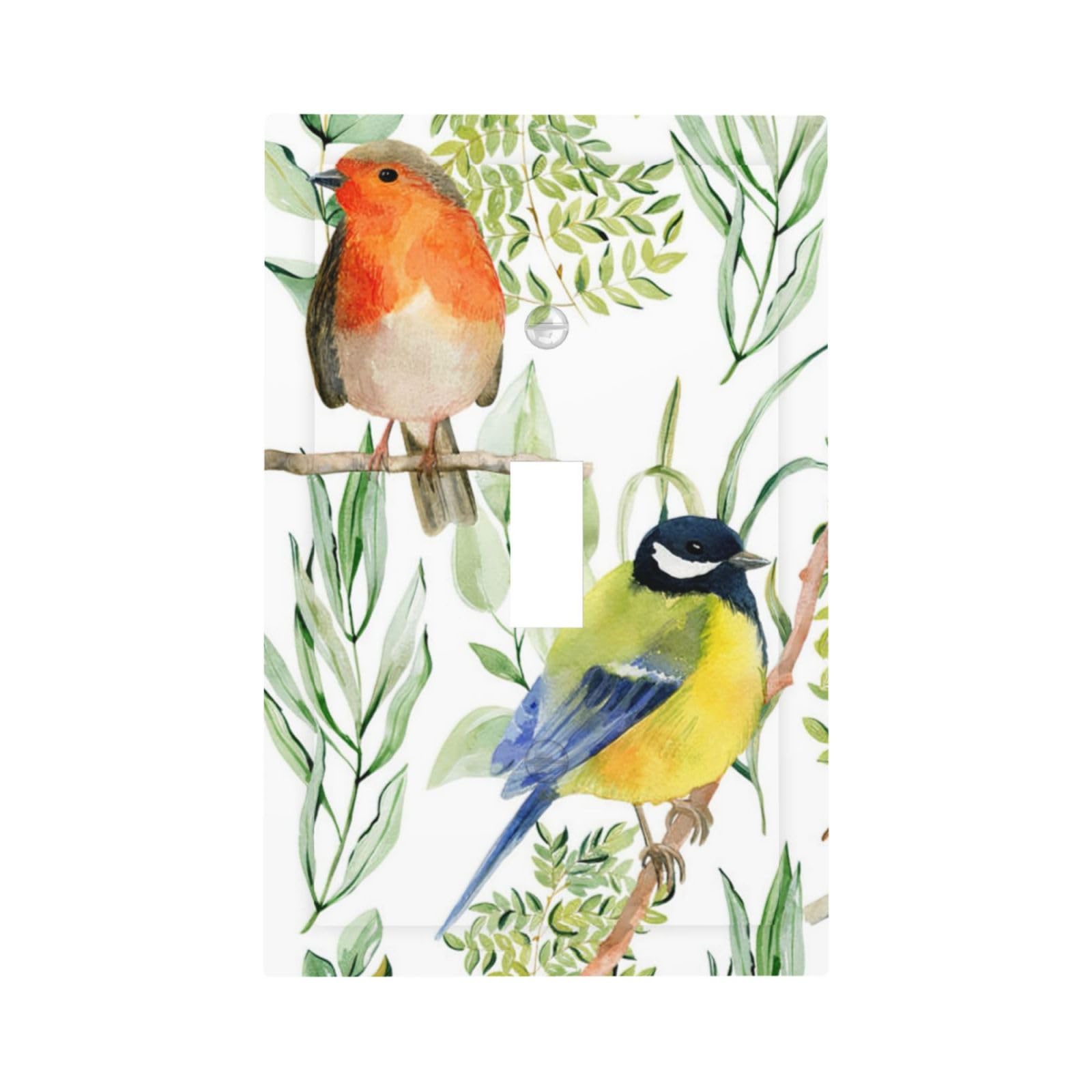 Cute Bird Floral Flower Light Switch Cover 1 Gang Single Toggle Wall Plate Electrical Faceplate Switchplate Outlet Covers Plate Decorative for Home