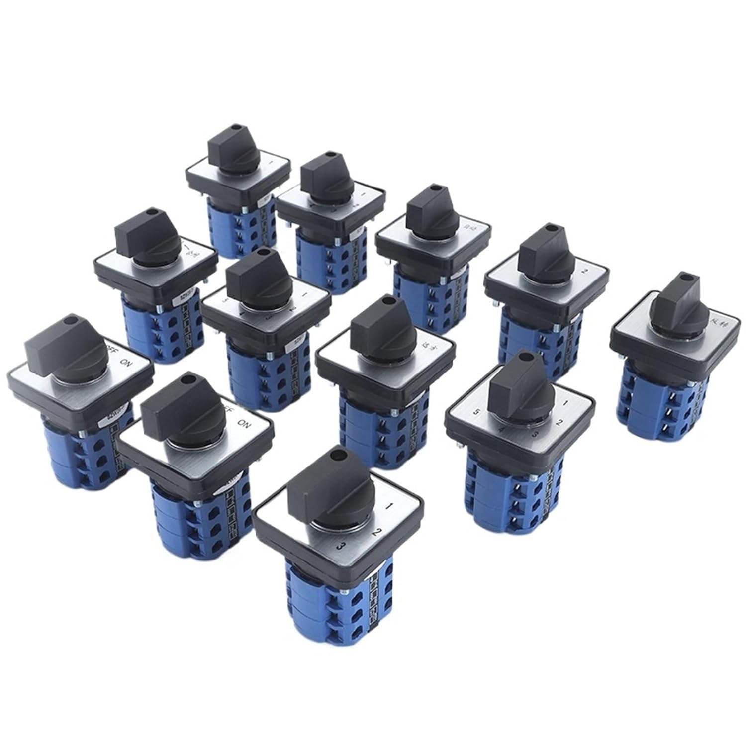 SZW26/LW26-20 20A 660V 64X64mm 48X48 Panel Mount 3 Poles 12 Screws Power Knobs Selection Cam Rotary Changeover Switch 1Pcs(0-2.3 0 1 2 48X48mm)