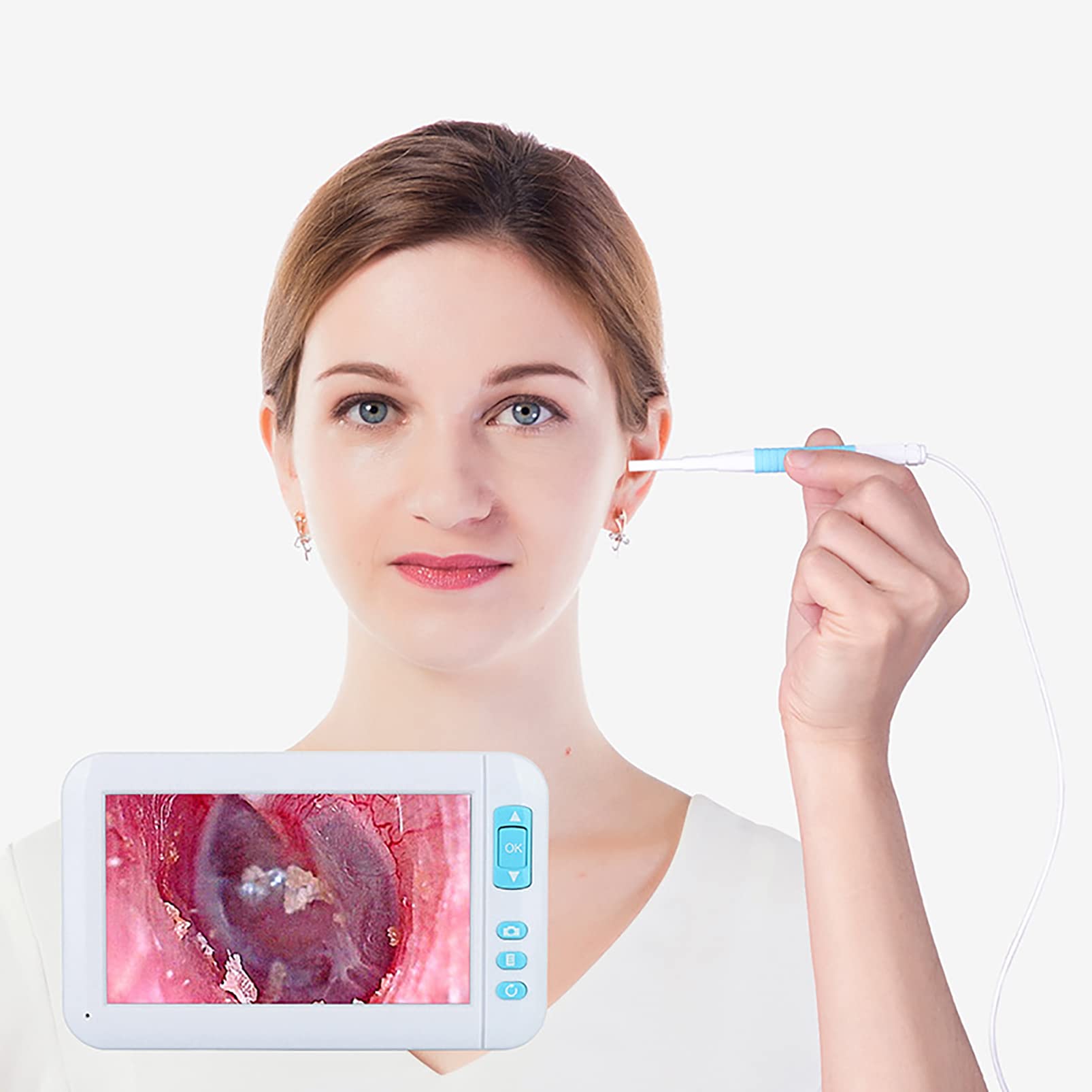 CUTTE Otoscopio Limpiador de Oídos Herramienta de Endoscopio de Oído Camara Endoscopica con 6 Luces LED 5,5mm con Herramienta de Limpieza de Oidos