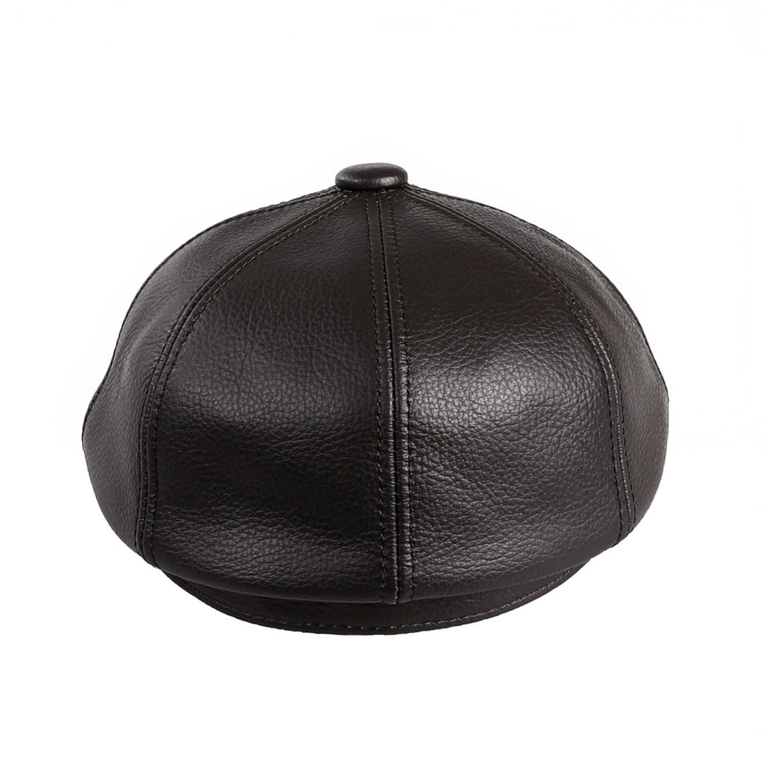 Newsboy - Gorra plana para hombre, 100% piel de vacuno auténtica, gorra de golf