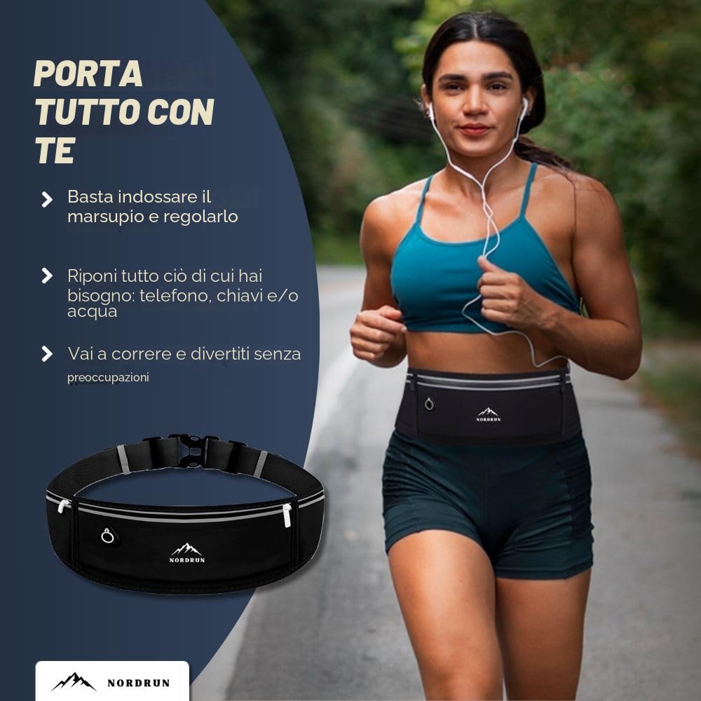 Marsupio Running Impermeabile Uomo Donna per Corsa Sport Trekking Fitness Jogging Cintura Palestra per Cellulare