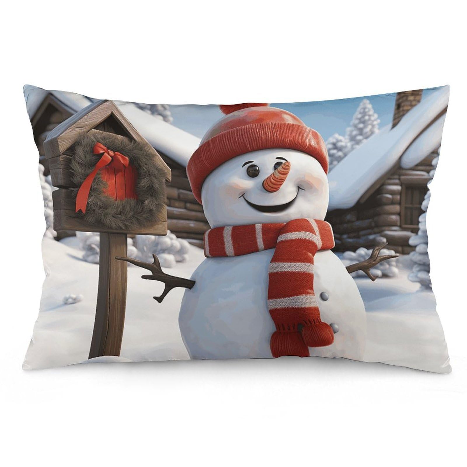 2 Pack Pillow Cases for Hair and Skin, Soft Breathable Pillow Case Covers with Hidden Zipper, Sign Snowman Pillowcase 16 "x24 Pillow Covers for Sleeping Gift