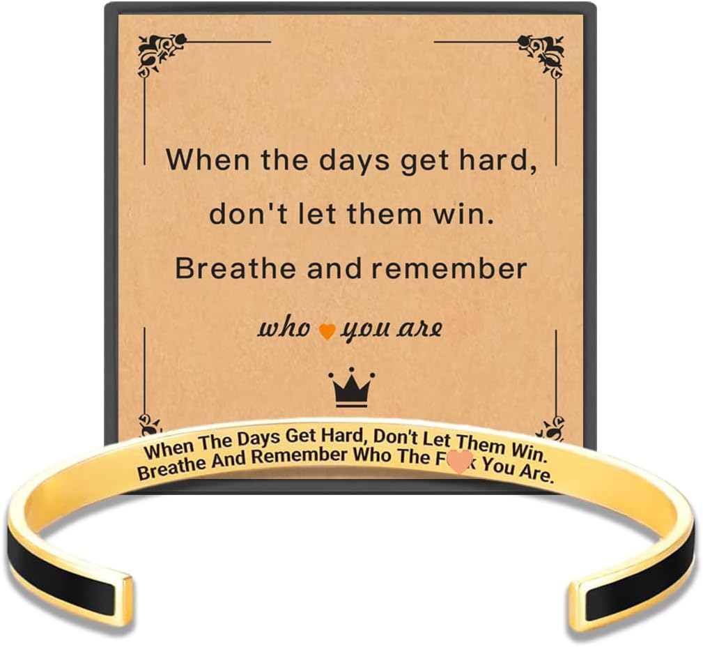 Remember Who The You Are Motivational Cuff Bracelet for Women, Stainless Steel Color Inspirational Bangle Bracelets with Engraved Hidden Message Jewelry for Sisters BFF Friends Gifts