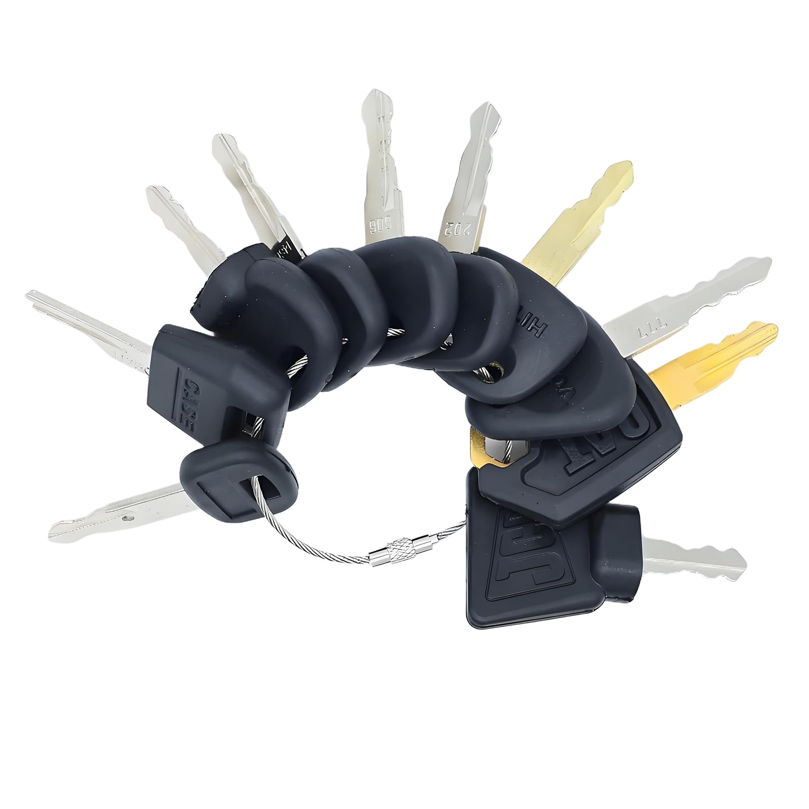 10Pcs Replacement Excavator Ignition Key Set Compatible with JCB CAT Komatsu Hitachi CASE Bobcat Bomag Digger Loader Dumper Dozer Roller,14603 14607 H800 777 606 459A D250 202 Ignition Key