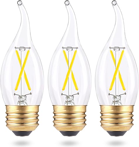 Bombillas LED E26 regulables para candelabros equivalentes a 25 W, 2 W CA10 con punta de llama LED, bombillas LED para candelabro, 5000 K luz blanca
