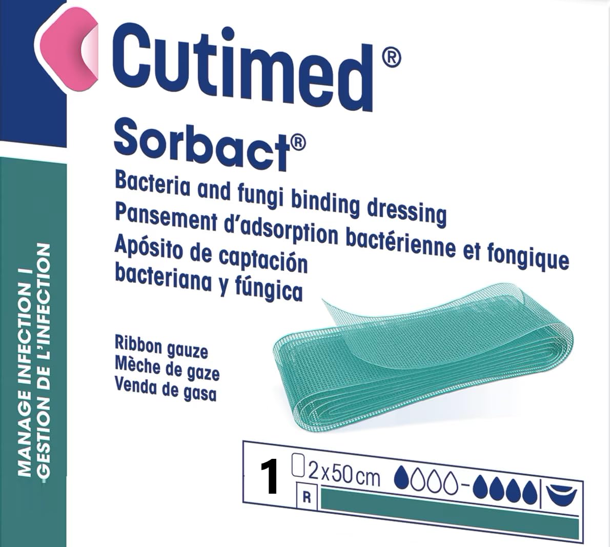 Cutimed Sorbact Zaffo di captazione batterica 2x50cm | 1 GARZA SINGOLA |