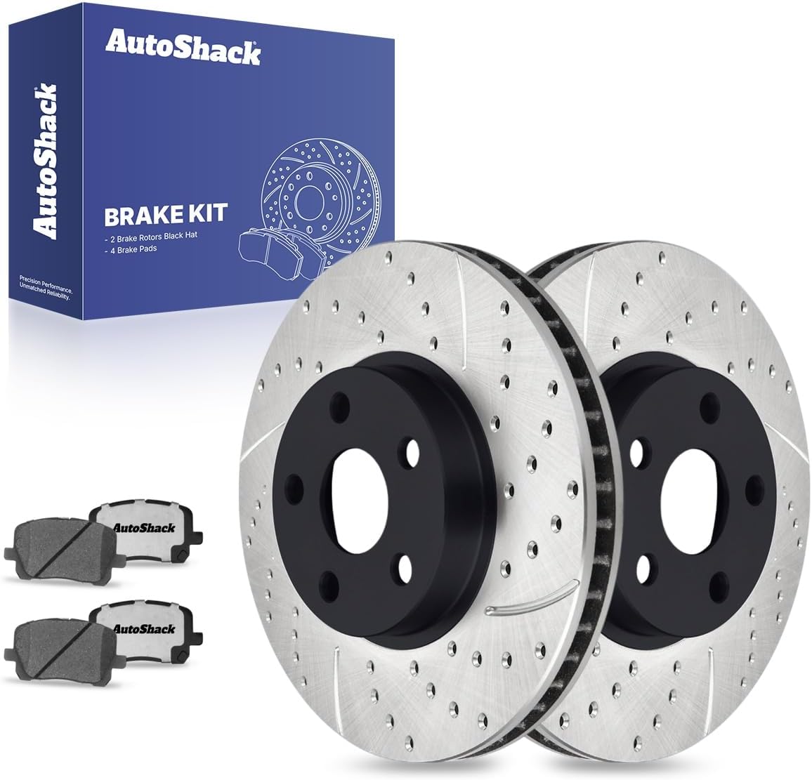 AutoShack Front Brake Rotors & Premium Pads for Toyota, Corolla 2003-2008 Matrix 2003-2008, FWD AWD L4 1.8L - E-Coated Drilled & Slotted - ShadowGuard - 10.82" (274.9 mm), 5-Lug
