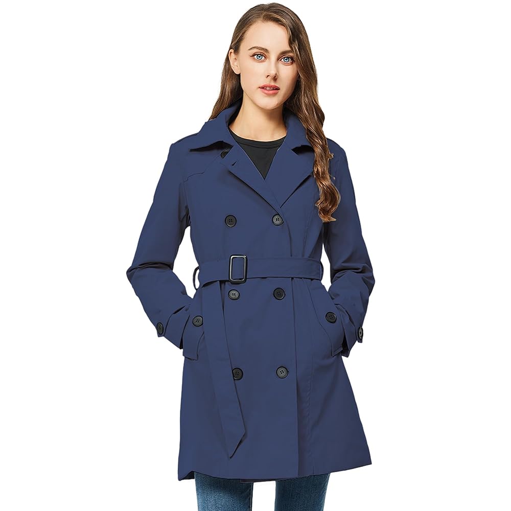 Amazon.com: Women's Trench Coat Long Double Breasted Peacoat