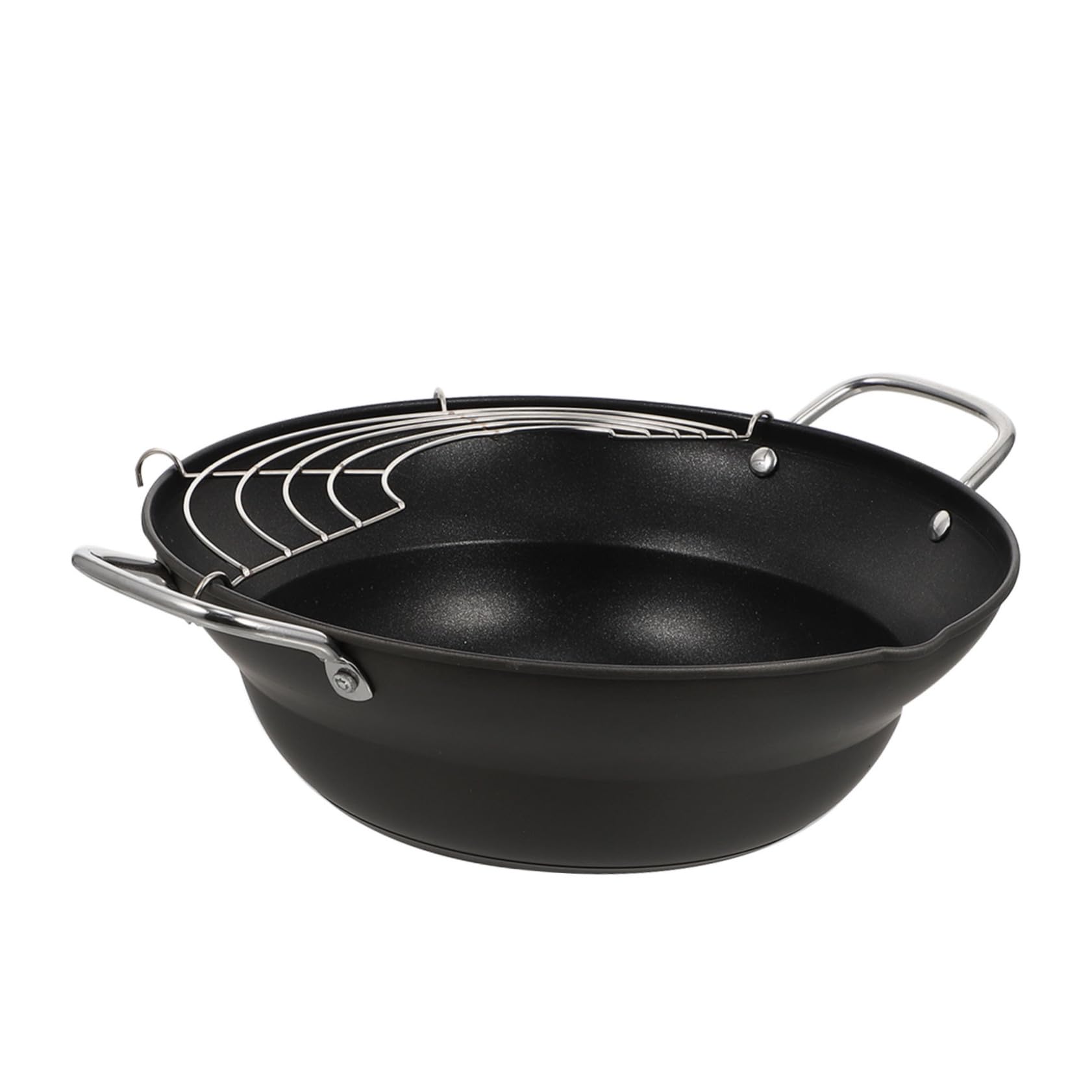 GRIRIW Electric Japanese Style Tempura Frying Pot Mini Deep Fryer Non-stick Portable Frying Pan for Small Kitchen